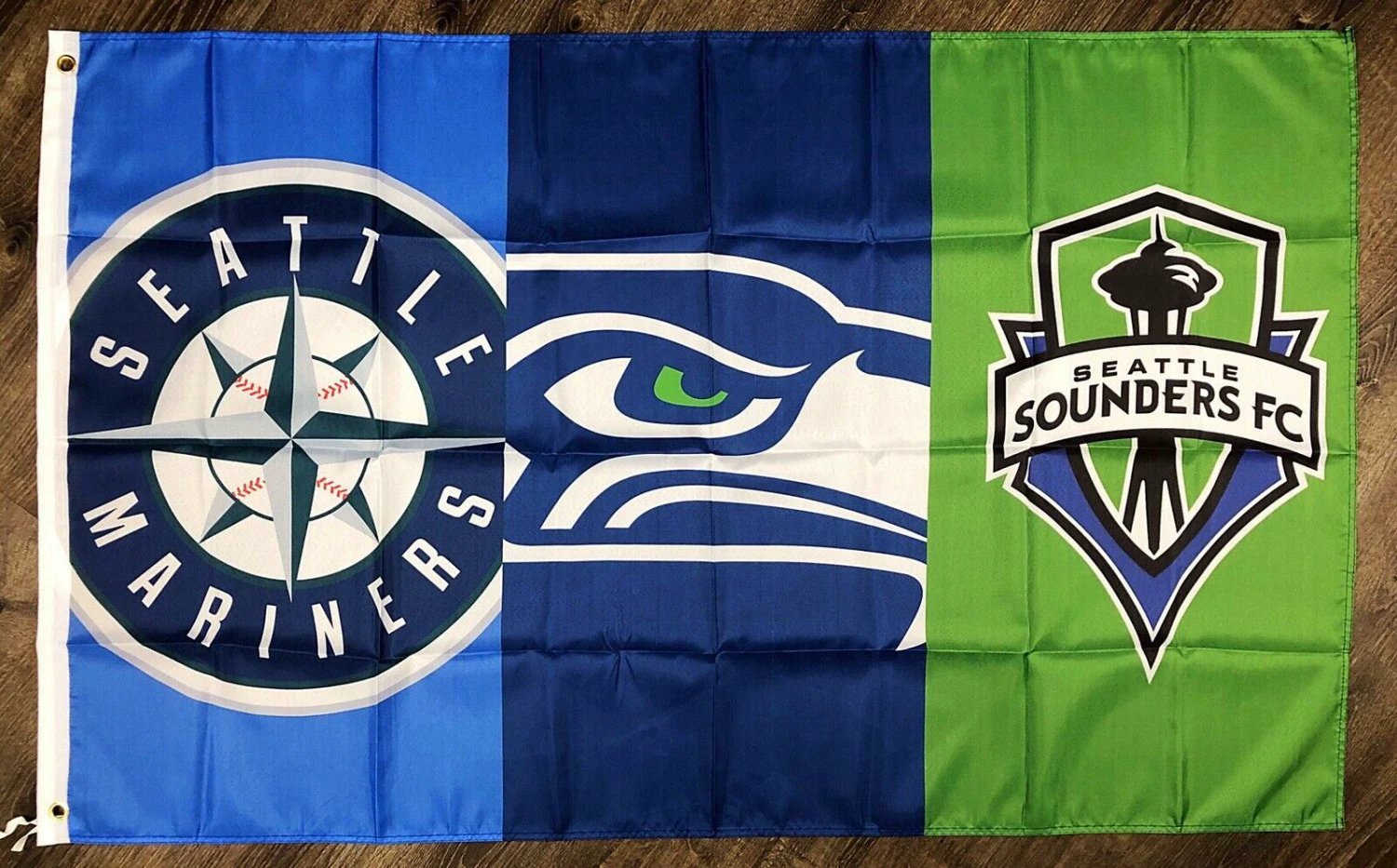 Seattle Seahawks Mariners Sounders FC Flag 3x5 ft Sports Banner Man-Cave Garage by flagsjustdoit