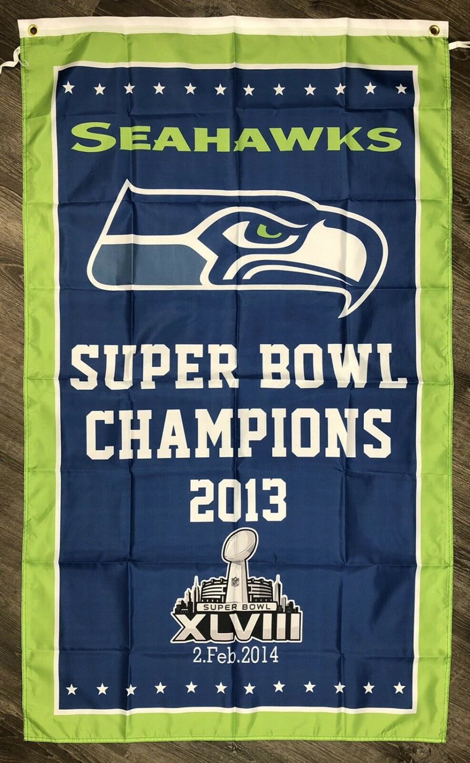 Seattle Seahawks Super Bowl Championship Flag Vertical 3x5 ft Sports Banner Man-Cave by flagsjustdoit