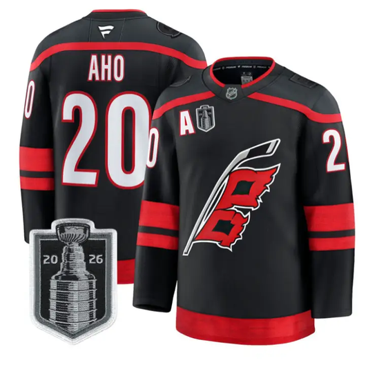 Sebastian Aho Jersey #20 Carolina Hurricanes 2026 Stanley Cup Patch Stitched by Hockey David