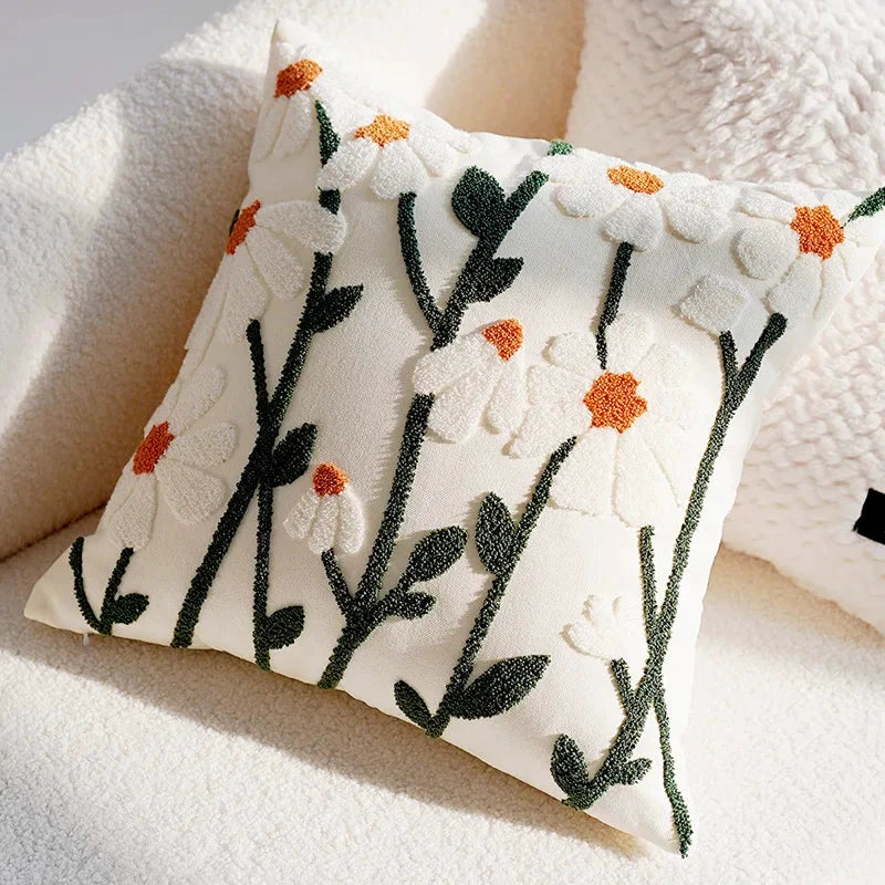 Blue & White Bunny & Flower Cushion Cover by Bowlift