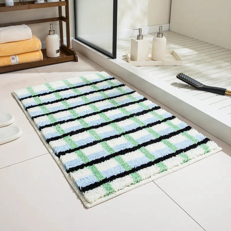 Modern Grid Tufted Bath Mat by Bowlift