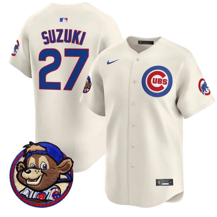 Seiya Suzuki Jersey #27 Chicago Cubs Clark Patch Vapor Premier Limited Stitched Cream by My Store