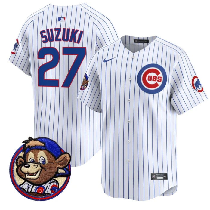 Seiya Suzuki Jersey #27 Chicago Cubs Clark Patch Vapor Premier Limited Stitched Pinstripe by My Store
