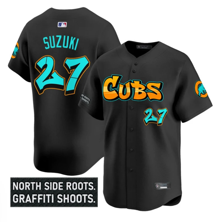 Seiya Suzuki Jersey #27 Chicago Cubs Graffiti North Side Edition Stitched Black by My Store