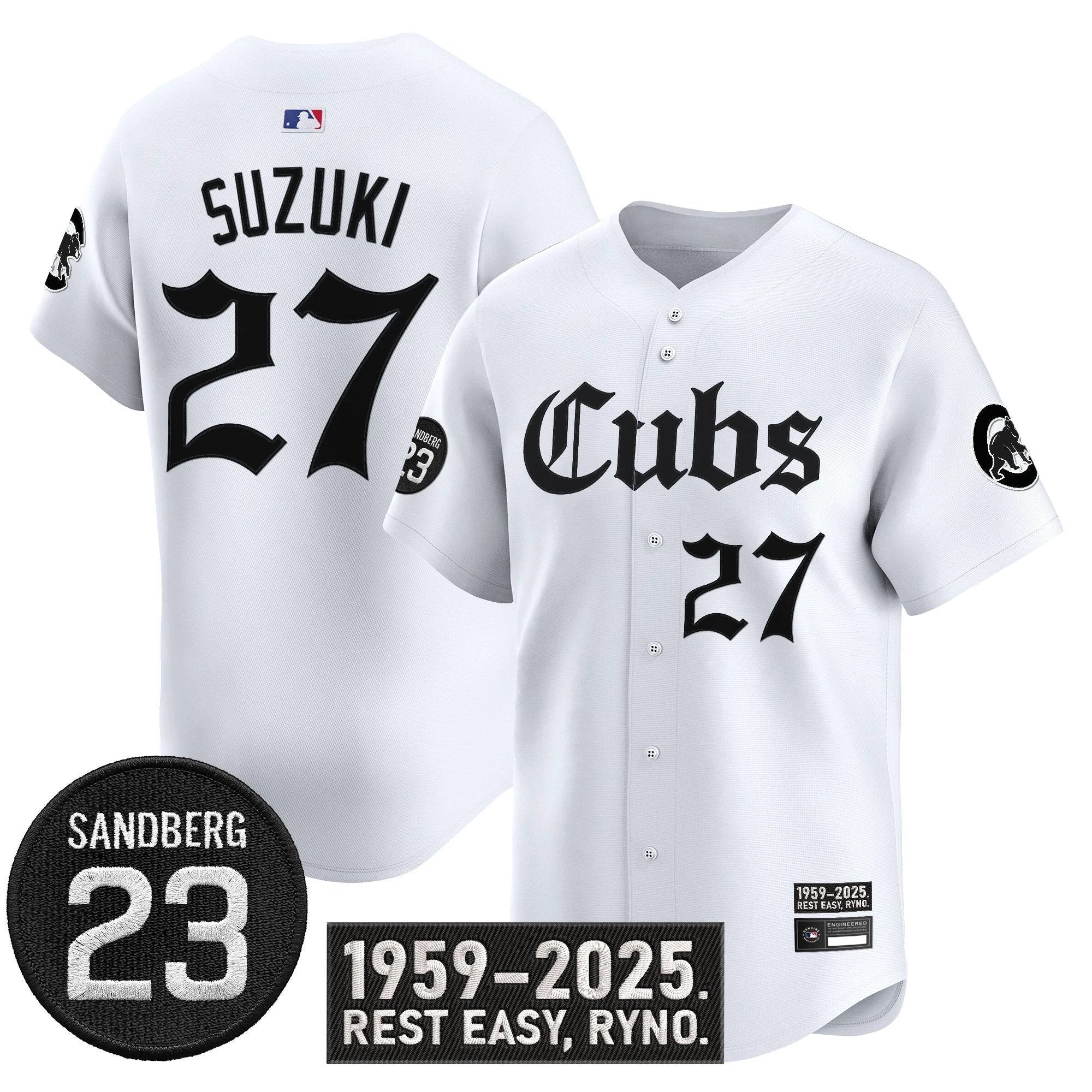 Seiya Suzuki Jersey #27 Chicago Cubs Ryne Sandberg Tribute Stitched White by My Store