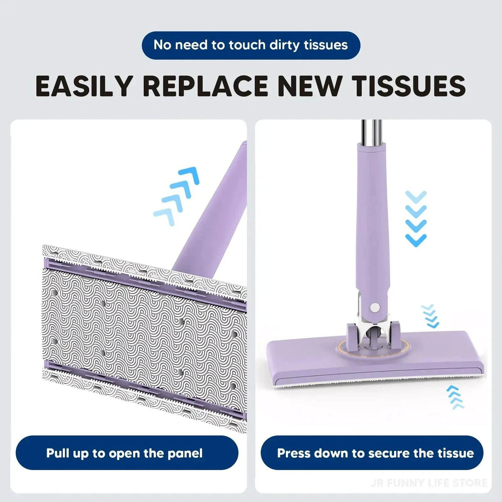 Self-changable flat mop (NOW 180% larger) + 4 cleaning cloths by BowLift