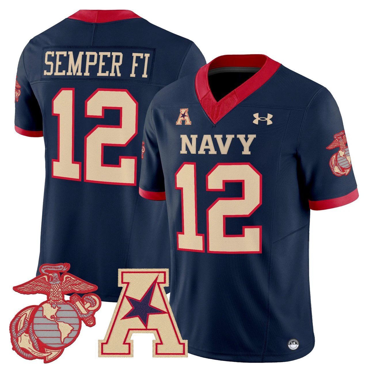 Semper Fi Jersey #12 Navy Midshipmen Vapor USMC Premier Stitched by My Store NCAA Football Jerseys