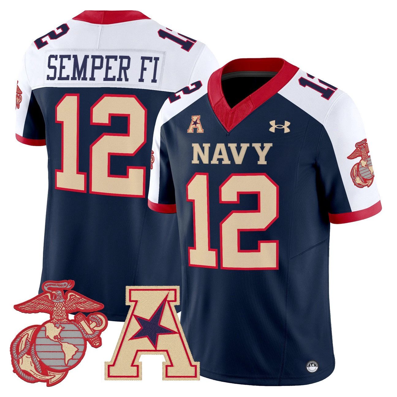 Semper Fi Jersey #12 Navy Midshipmen Vapor USMC Premier Stitched by My Store NCAA Football Jerseys