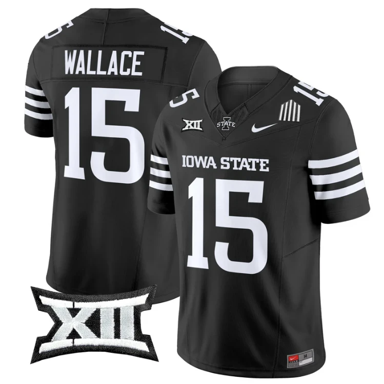 Seneca Wallace Jersey #15 Iowa State Cyclones 2025 Limited Stitched Black by My Store NCAA Football Jerseys