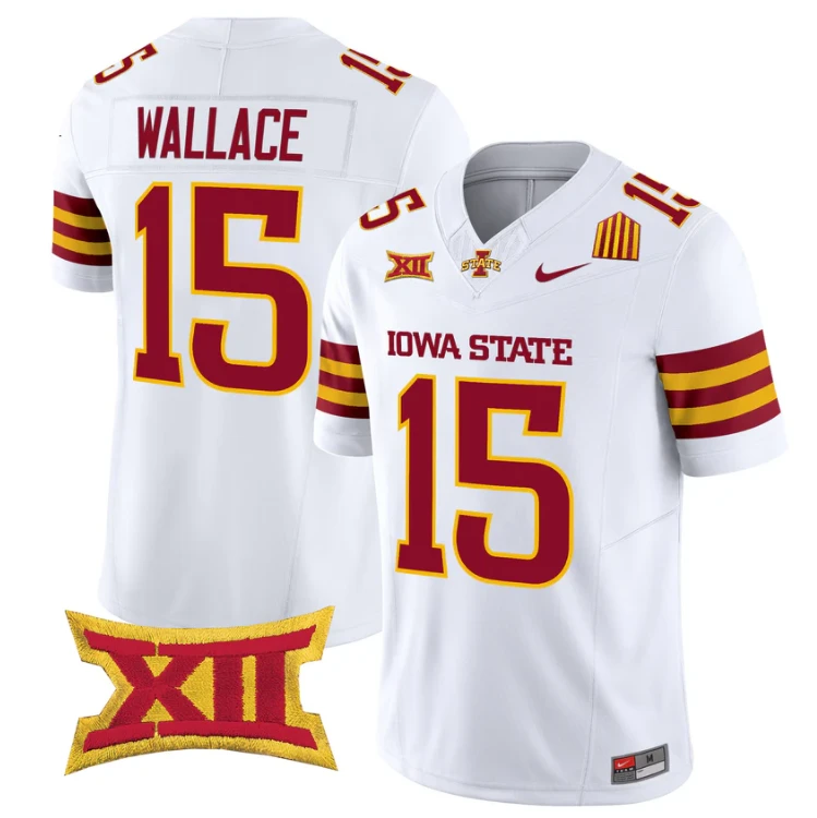 Seneca Wallace Jersey #15 Iowa State Cyclones 2025 Limited Stitched White by My Store NCAA Football Jerseys
