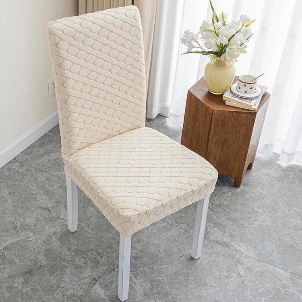 Seraphine Embossed Oval Knitting Dining Chair Cover by Casa & Beyond