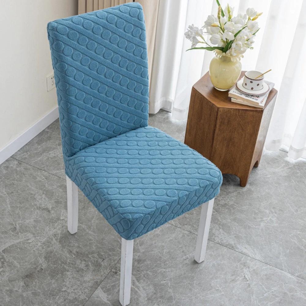 Seraphine Embossed Oval Knitting Dining Chair Cover by Casa & Beyond