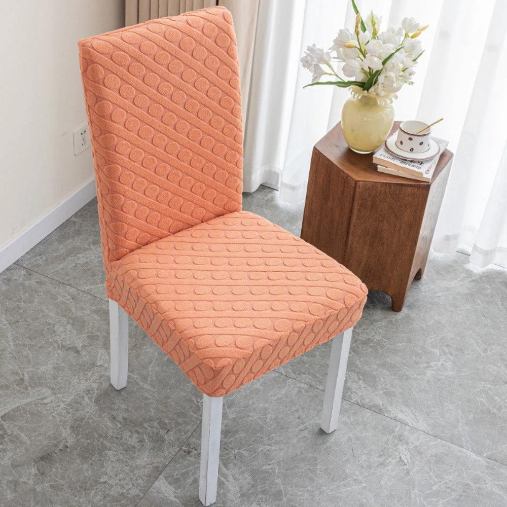 Seraphine Embossed Oval Knitting Dining Chair Cover by Casa & Beyond