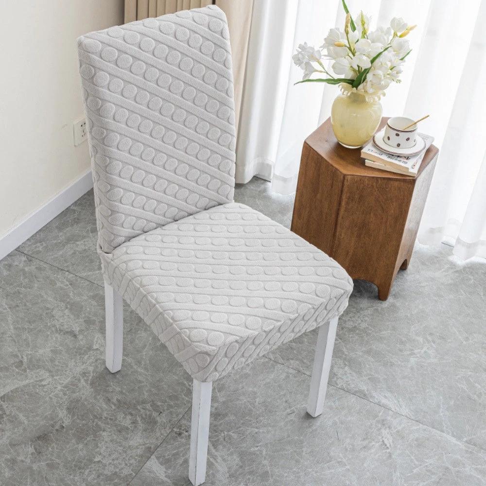 Seraphine Embossed Oval Knitting Dining Chair Cover by Casa & Beyond