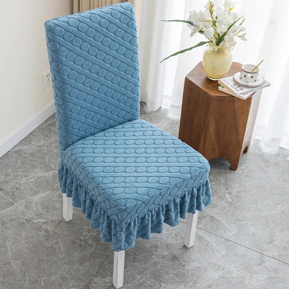 Seraphine Embossed Oval Knitting Dining Chair Cover by Casa & Beyond