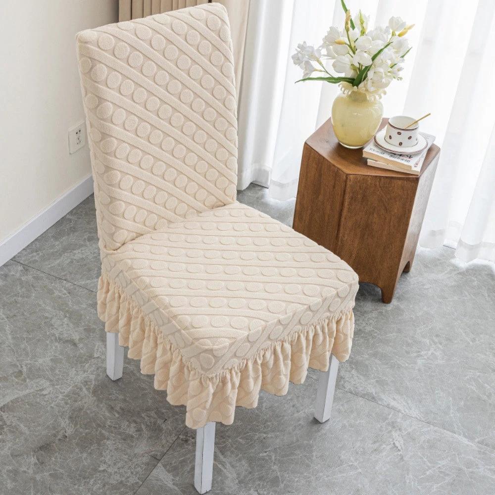Seraphine Embossed Oval Knitting Dining Chair Cover by Casa & Beyond