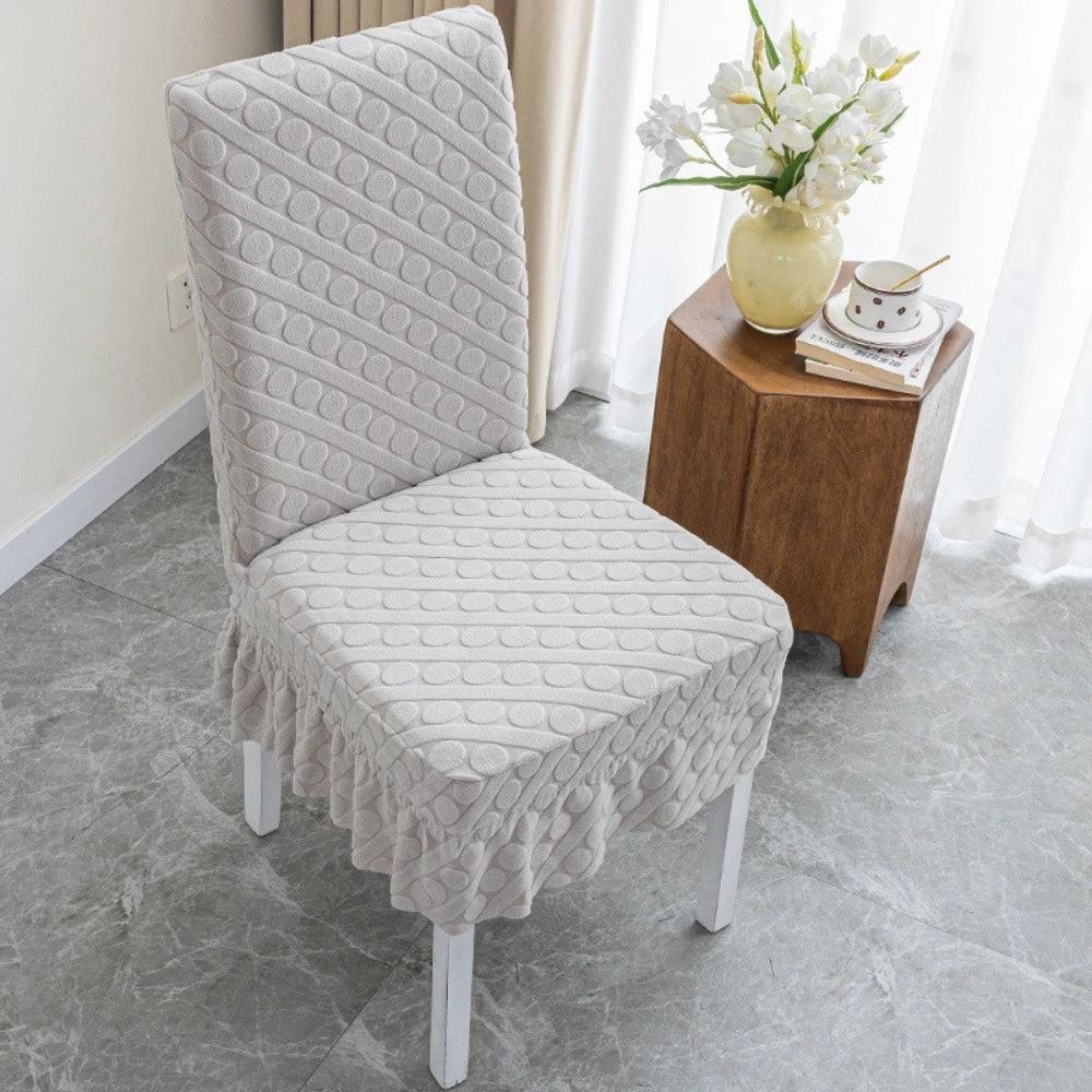 Seraphine Embossed Oval Knitting Dining Chair Cover by Casa & Beyond