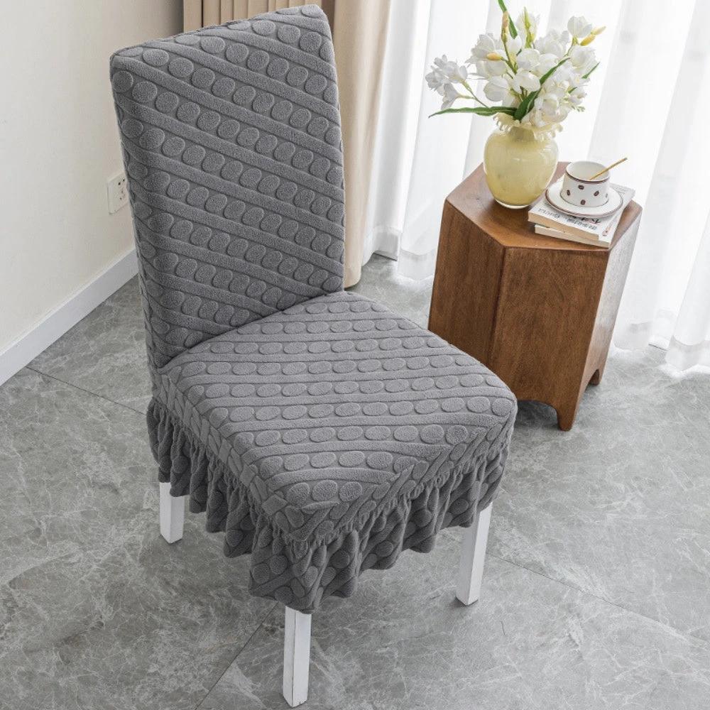 Seraphine Embossed Oval Knitting Dining Chair Cover by Casa & Beyond