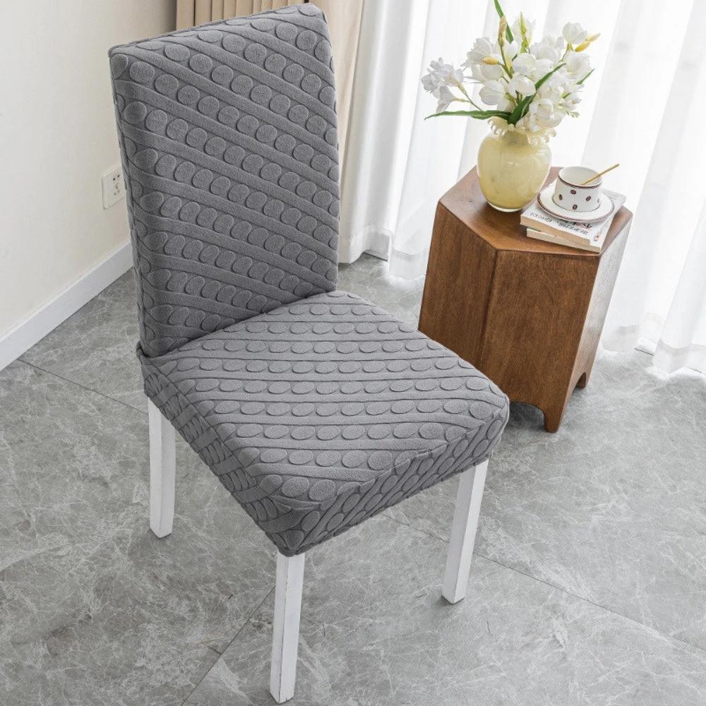 Seraphine Embossed Oval Knitting Dining Chair Cover by Casa & Beyond