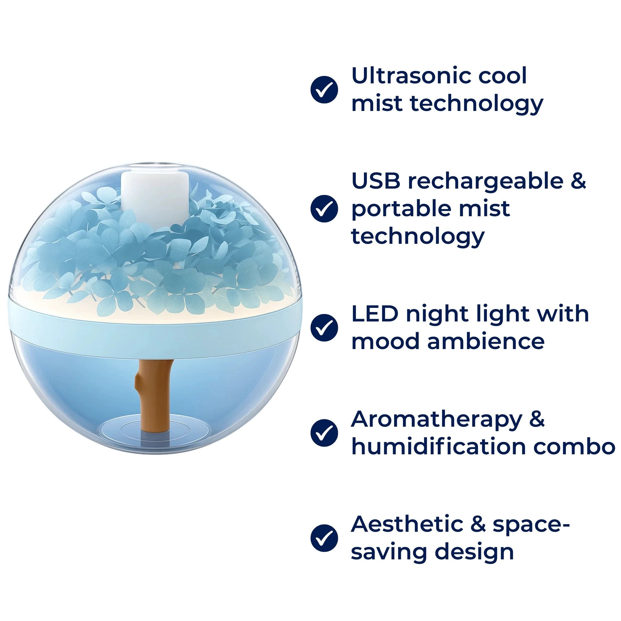 SereniGlow | Essential Oil Diffuser Humidifier – Ultrasonic Cool Mist – USB‑Rechargeable – LED Night Light for Bedroom & Nursery Bowlift by Bowlift