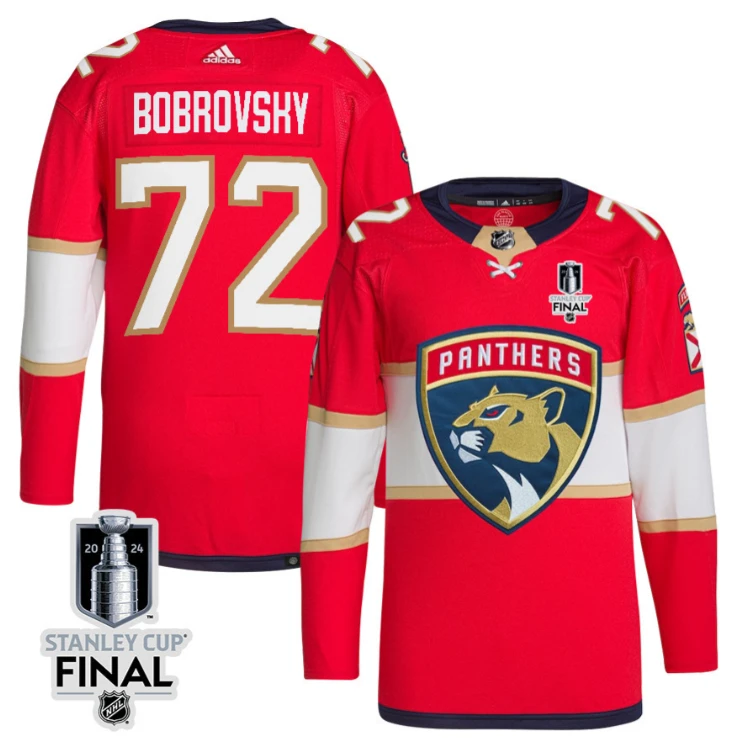 Sergei Bobrovsky 72 Florida Panthers 2024 STANLEY CUP Final Home Breakaway Jersey Men, Red (Copy) by Hockey David