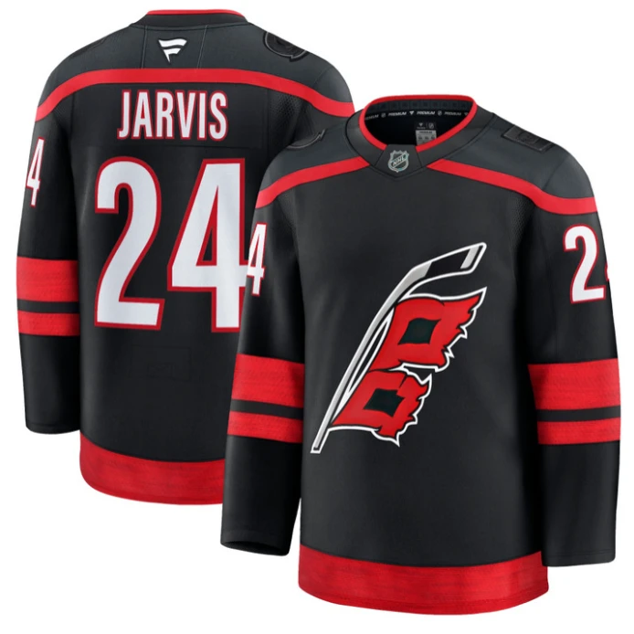 Seth Jarvis Jersey #24 Carolina Hurricanes Premium All Stitched Black by Hockey David