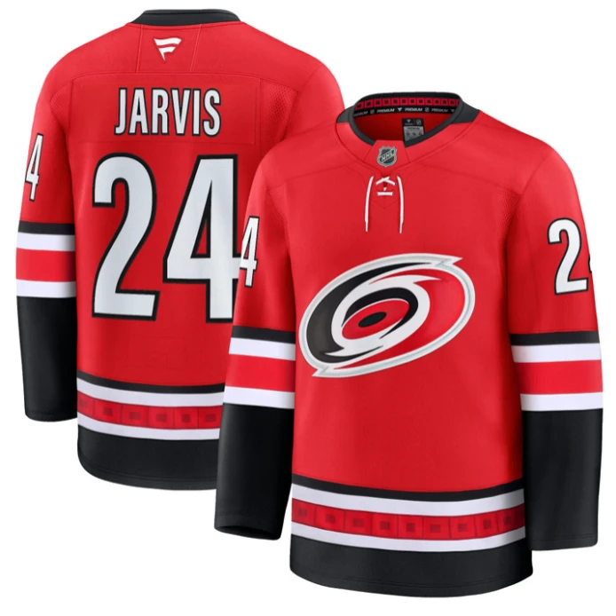 Seth Jarvis Jersey #24 Carolina Hurricanes Premium All Stitched Red by Hockey David