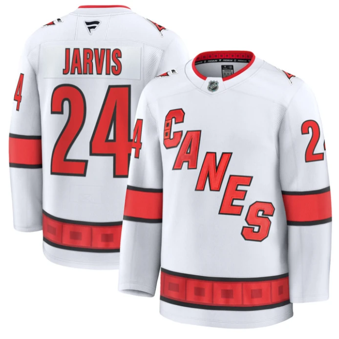 Seth Jarvis Jersey #24 Carolina Hurricanes Premium All Stitched White by Hockey David