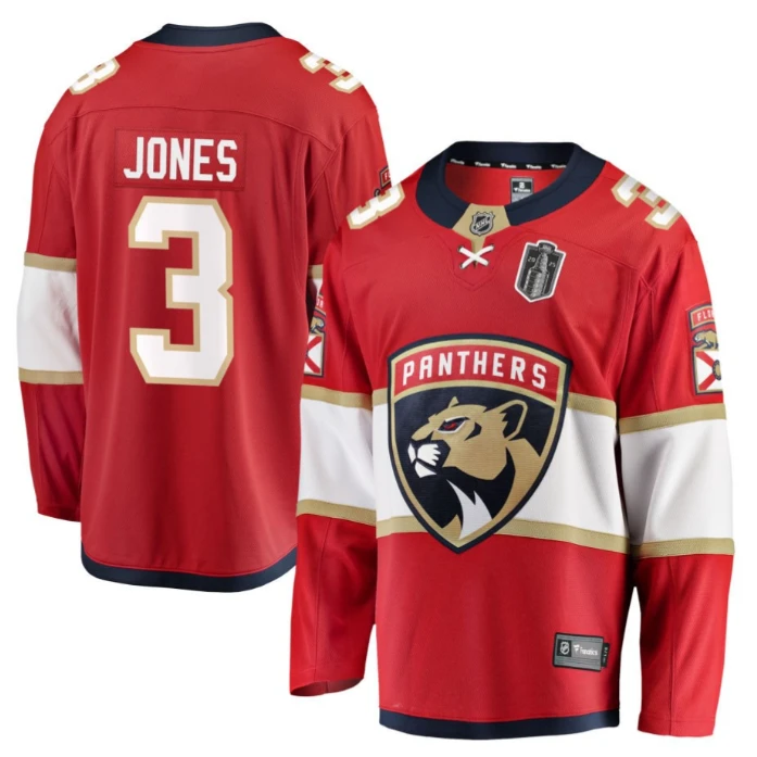Seth Jones 3 Florida Panthers 2025 Stanley Cup Final Home Breakaway Men Jersey Red by Hockey David