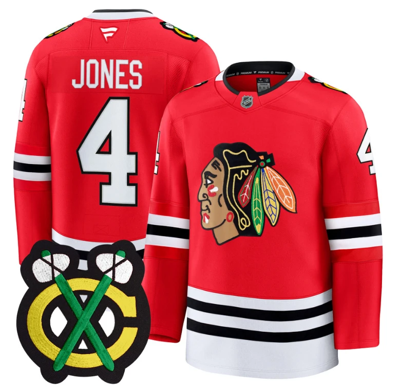 Seth Jones Jersey #4 Chicago Blackhawks Premium All Stitched Red by Hockey David