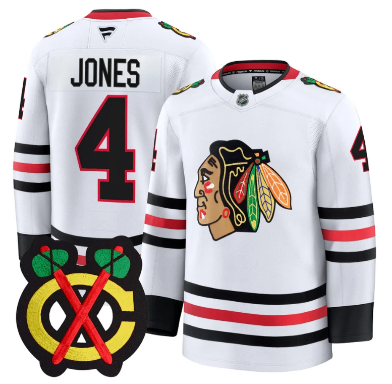 Seth Jones Jersey #4 Chicago Blackhawks Premium All Stitched White by Hockey David