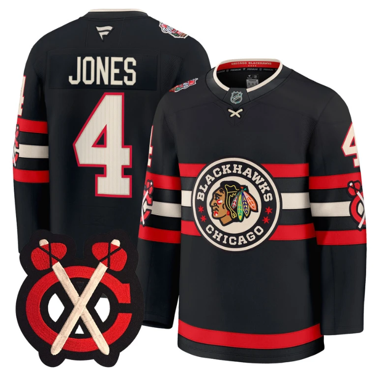 Seth Jones Jersey #4 Chicago Blackhawks Winter Classic Patch Stitched Black by Hockey David