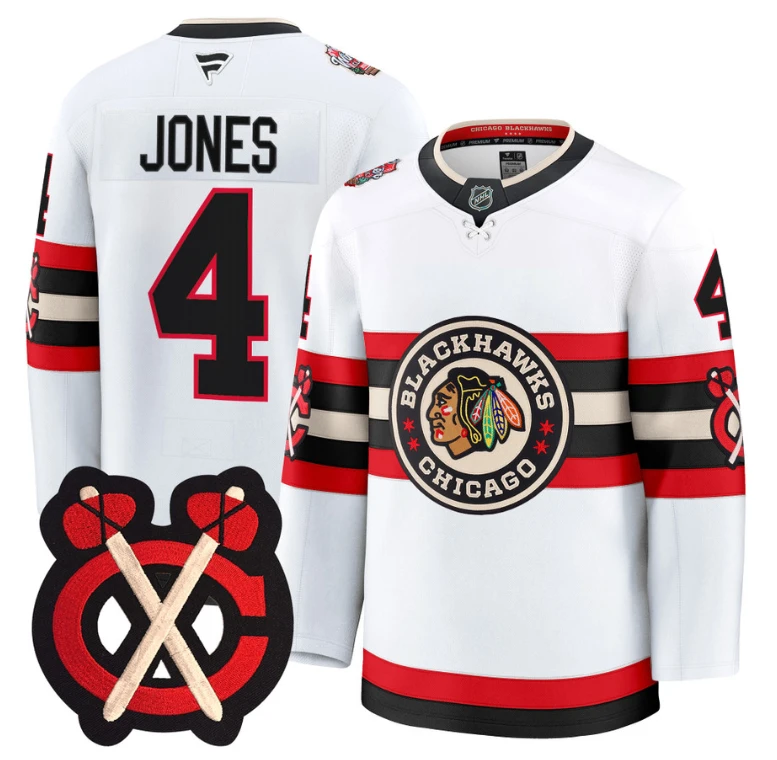 Seth Jones Jersey #4 Chicago Blackhawks Winter Classic Patch Stitched White by Hockey David