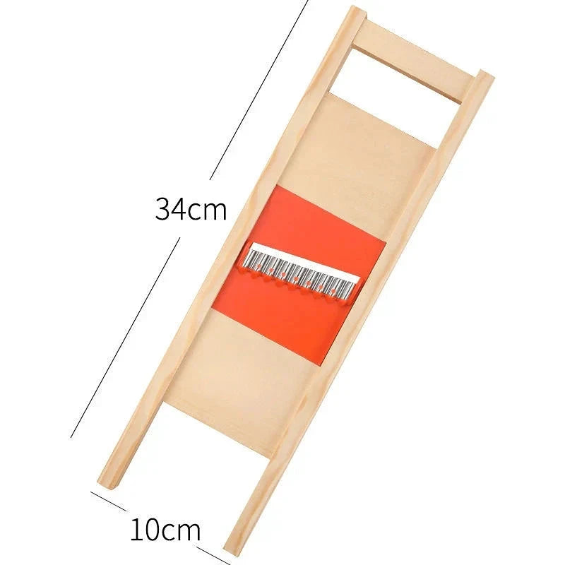 CrissChef Potato Slicer | Grid Shape & Stainless Steel | Creative Vegetable Chips | Wooden Handle by BowLift