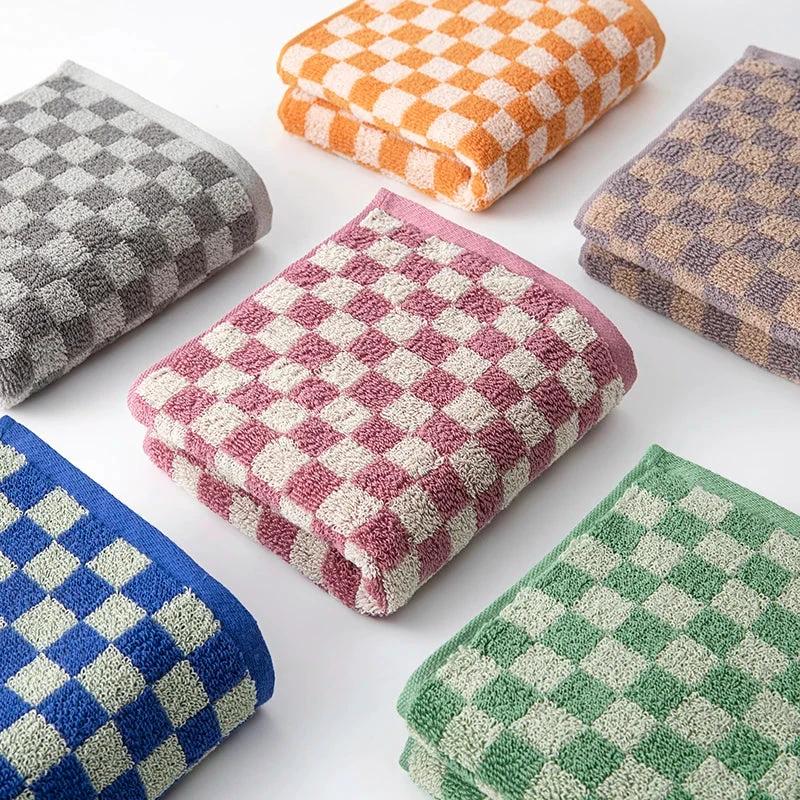 Checkered Cotton Hand Towels by Bowlift