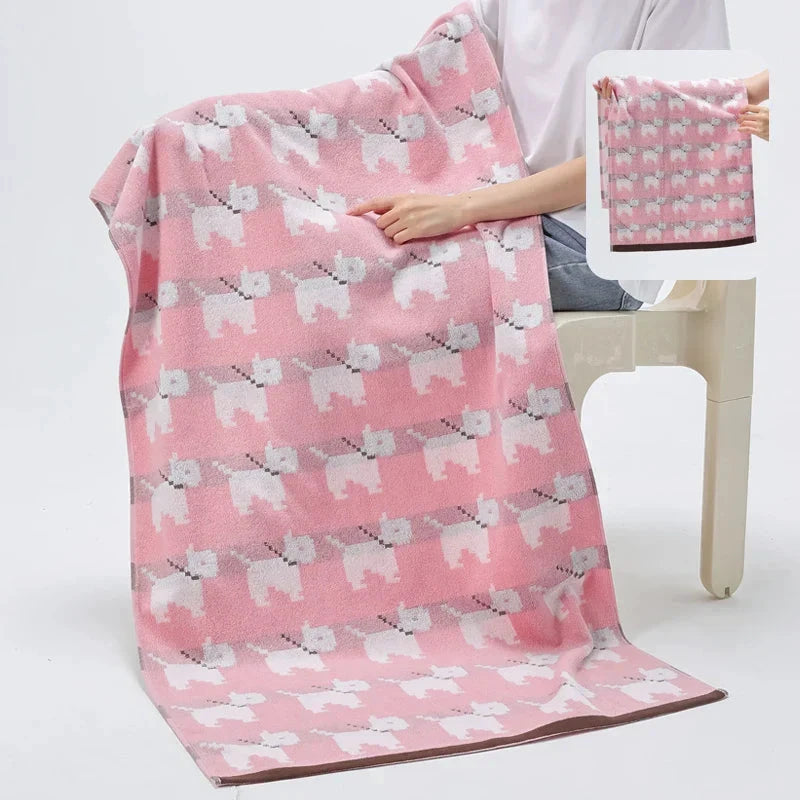 Reversible Animal Print Cotton Towel by Bowlift
