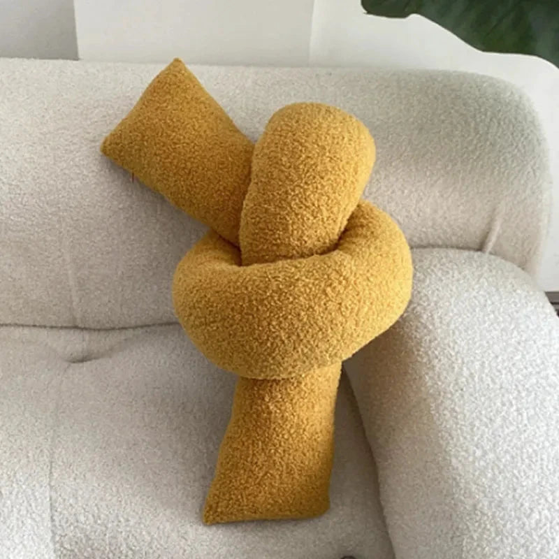 Nordic Bouclé Abstract Cushion – Minimalist Plush Pillow by Bowlift