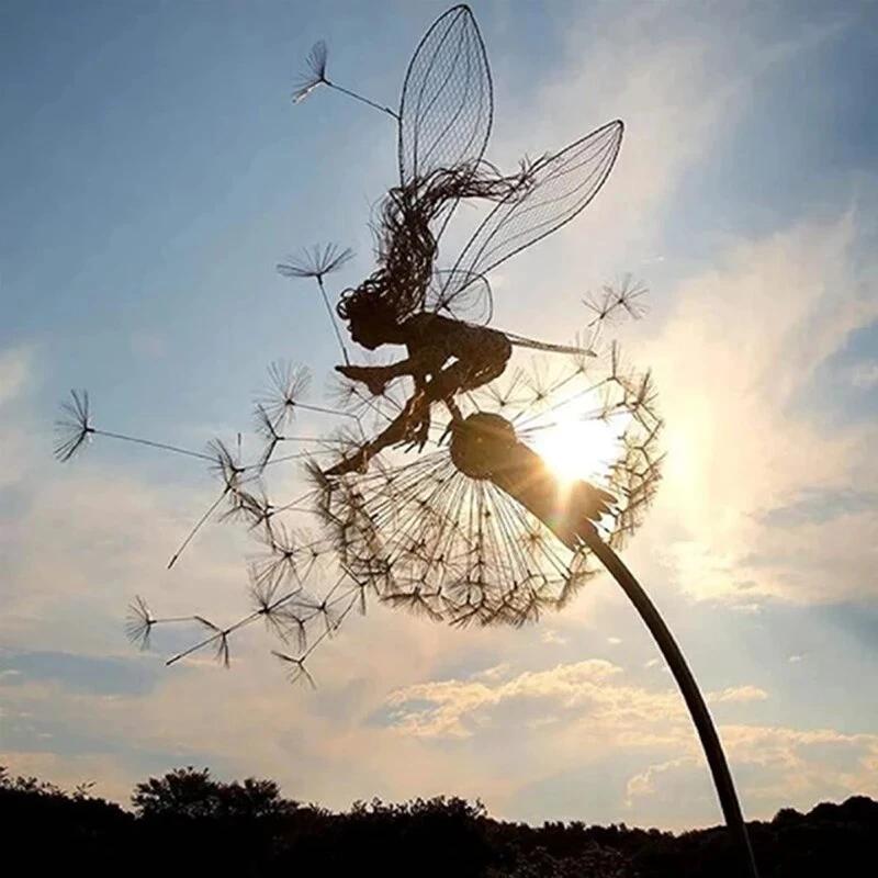 Fairy on a milk thread art sculpture Bowlift by Bowlift