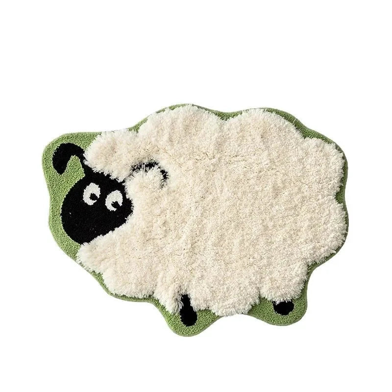 Fluffy Sheep Shaped Bedroom Bedside Rug by Bowlift