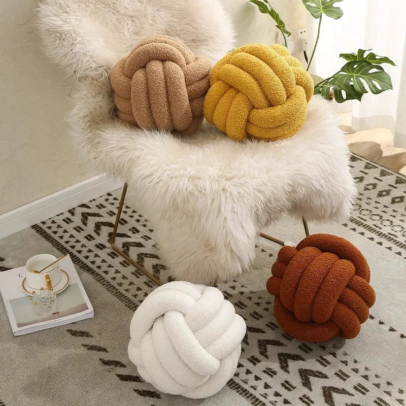 Boucle Rope Knot Ball Cushion by Bowlift
