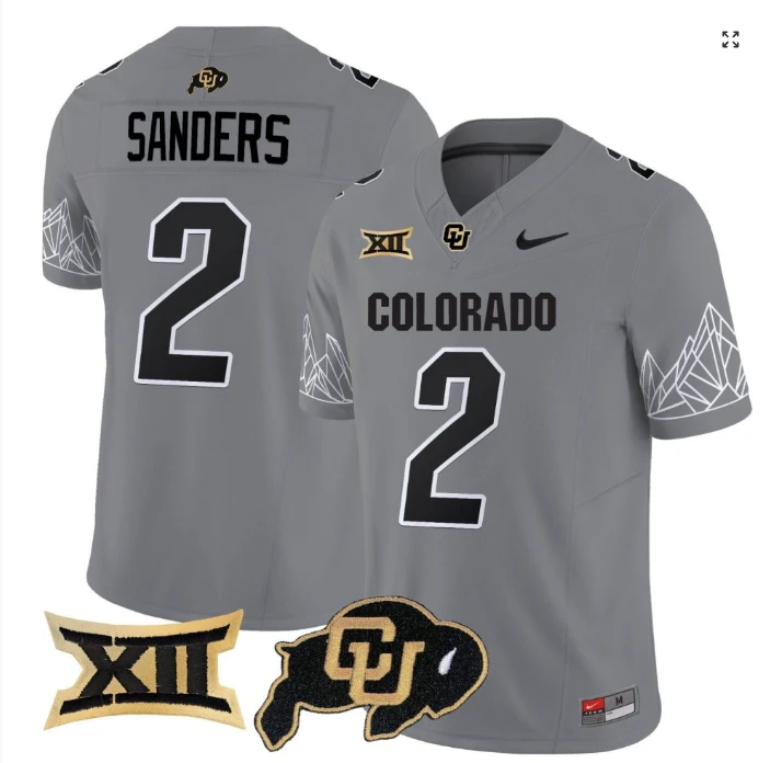 Shadeur Sanders Jersey #2 Colorado Buffaloes Football Gray Home by My Store