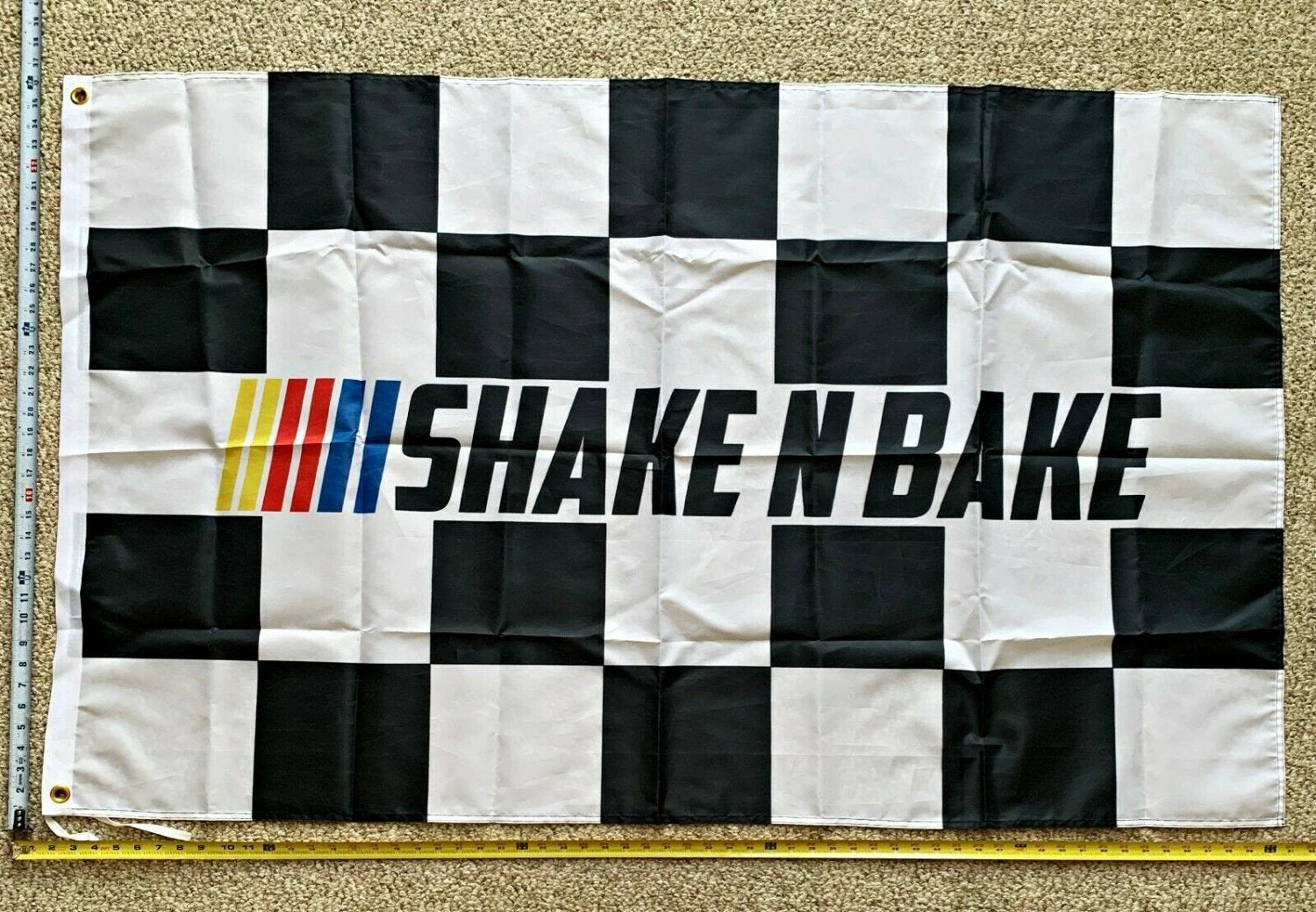 Shake N Bake Flag Outlaws Nascar Racing Checkered Poster Sign 3x5ft by flagsjustdoit
