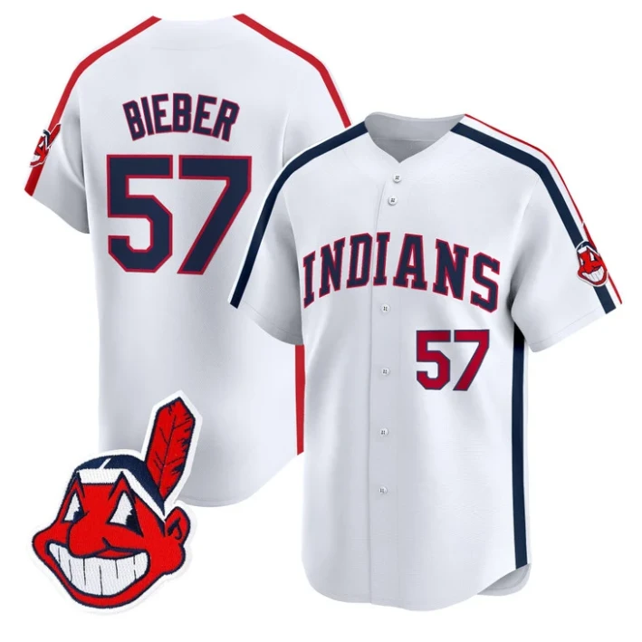 Shane Bieber Jersey #57 Cleveland Indians Ricky Wild Thing Vaughn Stitched White by My Store