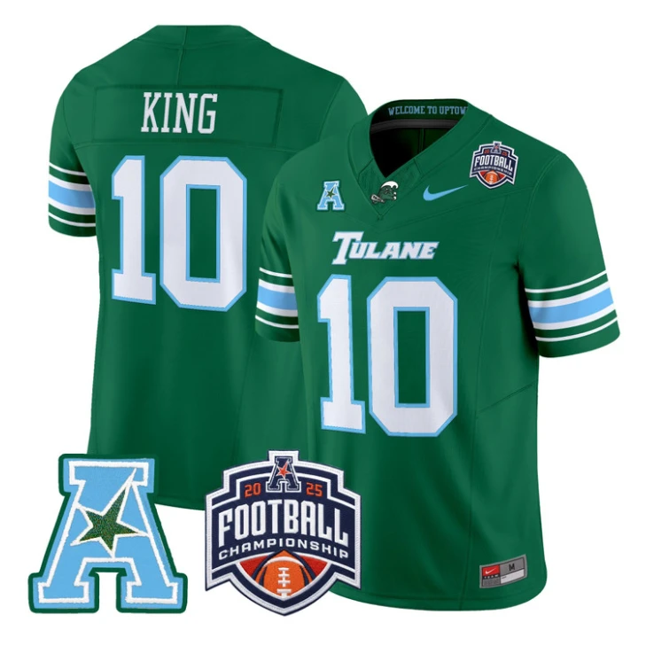 Shaun King Jersey #10 Tulane Green Wave 2025 AAC Championship Stitched by My Store NCAA Football Jerseys