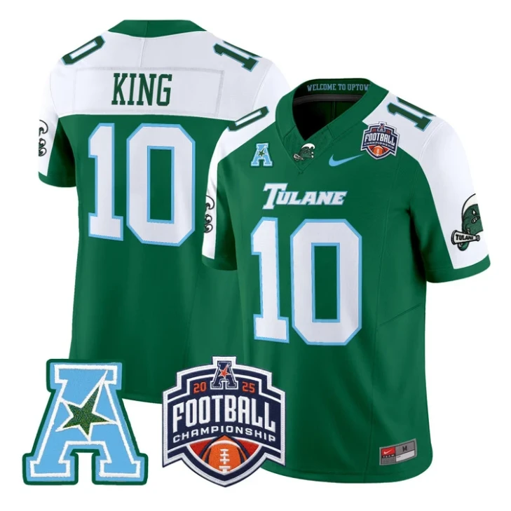 Shaun King Jersey #10 Tulane Green Wave 2025 AAC Championship Stitched by My Store NCAA Football Jerseys