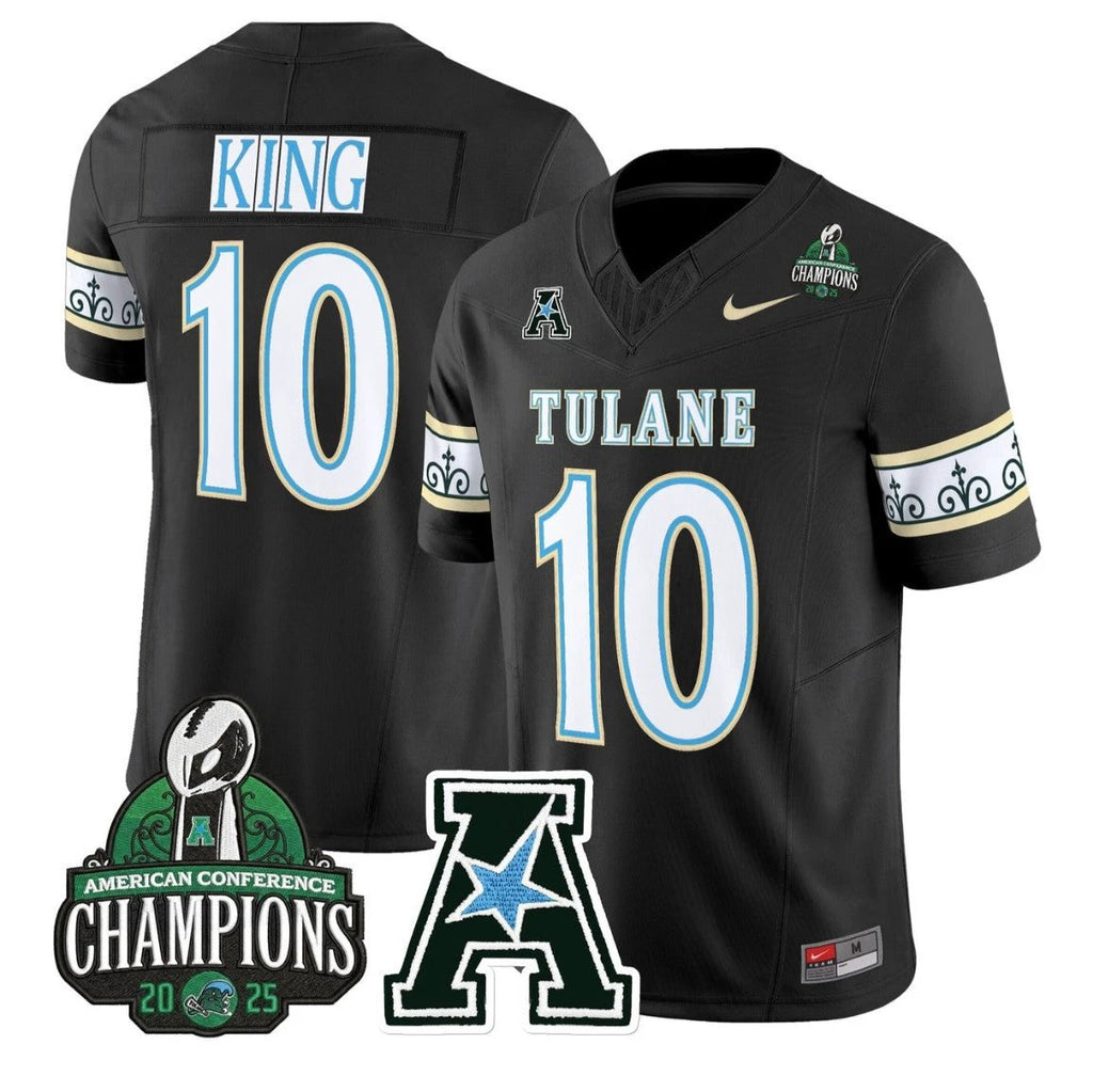 Shaun King Jersey #10 Tulane Green Wave City Edition 2025 AAC Champions by My Store NCAA Football Jerseys