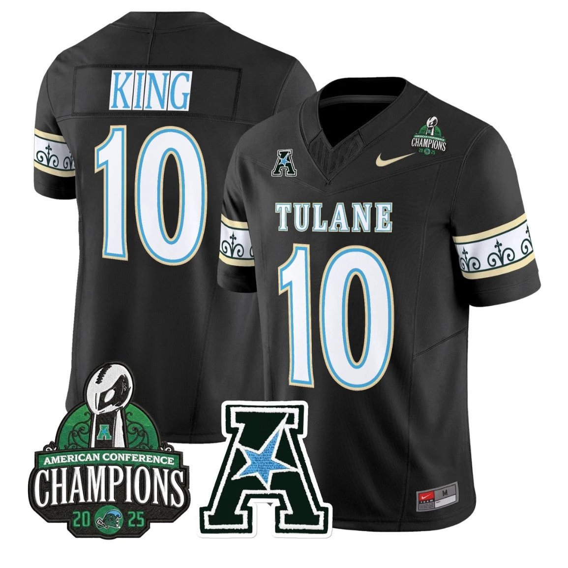 Shaun King Jersey #10 Tulane Green Wave City Edition 2025 AAC Champions by My Store NCAA Football Jerseys