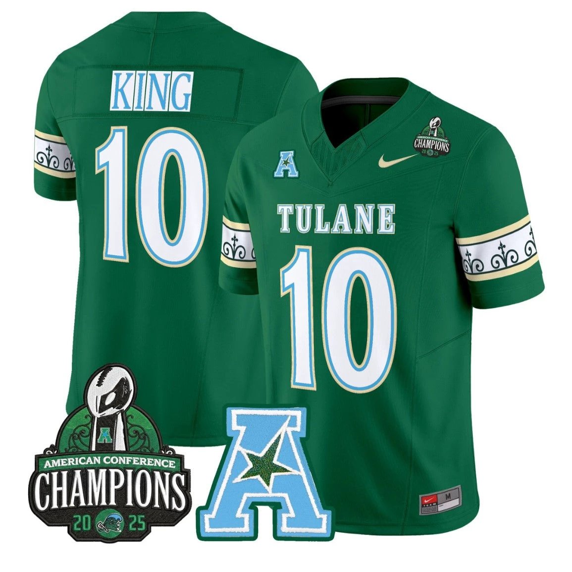 Shaun King Jersey #10 Tulane Green Wave City Edition 2025 AAC Champions by My Store NCAA Football Jerseys