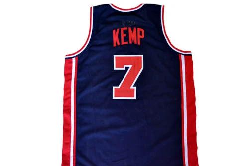 Shawn Kemp Jersey #7 Team USA Basketball Navy Blue by My store basketball