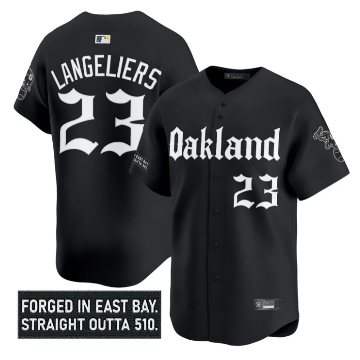 Shea Langeliers Jersey #23 Oakland Athletics Gothic East Bay Edition Black by My Store